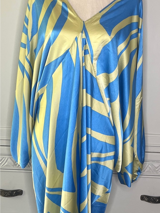 D.L.P. Dresses & Skirts - Long Sleeve V-Neck Maxi Dress in Blue and Yellow